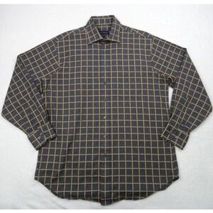 Scott Barber Shirt Mens Size Large Gray Plaid Button Up Long Sleeve Pocket